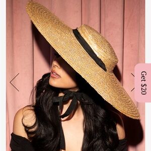 Large Vintage Sun Hat in Natural from Vixen by Micheline Pitt